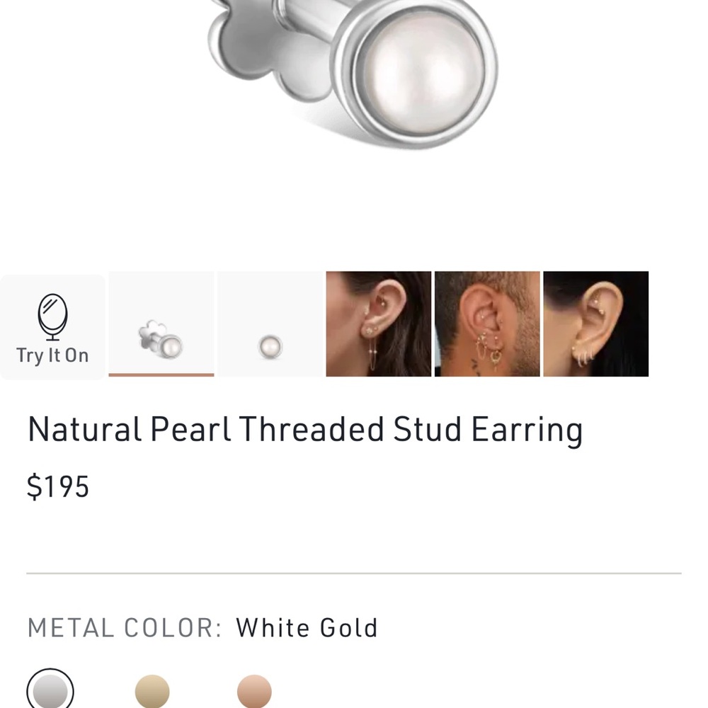 Maria Tash 14k white gold pearl earring